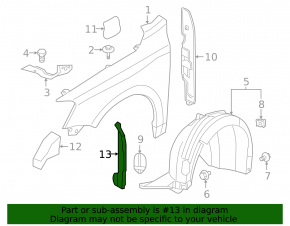 Front right fender seal for VW Jetta 11-18 USA foam