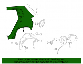 Quarter wing rear right VW Tiguan 09-17 graphite