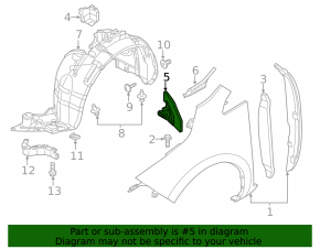 Inner right wing seal Nissan Leaf 11-12 broken right side