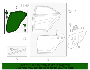Toyota Camry v55 15-17 rear right door seal (USA)