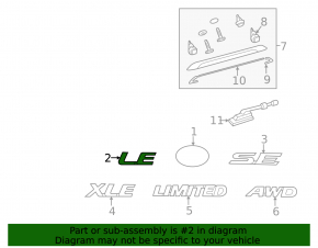 Emblem inscription LE tailgate Toyota Sienna 11-20
