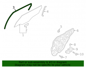 Rear right door glass seal for Kia Optima 16-20