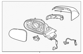 Side mirror left Hyundai Santa FE 19-19 BSM, heated, backlight