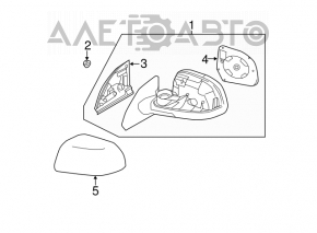 Left side mirror complete Nissan Leaf 11-12 5 pins, heated, gray