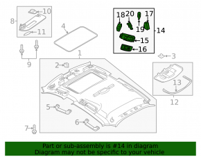 Ceiling light rear left Porsche Panamera 10-16 black