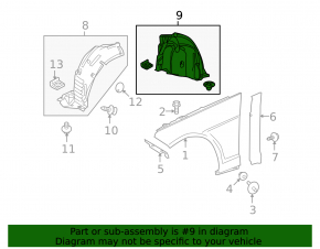 Front left rear fender liner for Mercedes W212 10-16