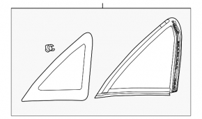 Rear left window with fixed glass for Ford Focus mk3 11-18 4d with chrome molding