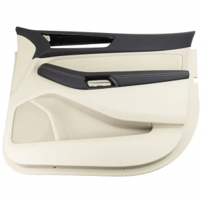 Front right door panel, Ford Edge 19-24, gray with black, Bang & Olufsen, black leather armrest, gray leather insert, with handle, scratches