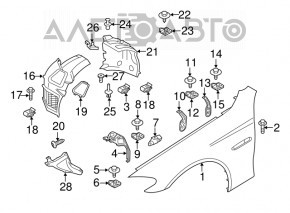 Front left wing BMW 5 F10 11-16 aluminum, blue A89