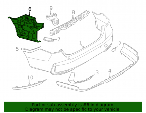 Rear bumper mount on the right fender for BMW 5 G60 24-26