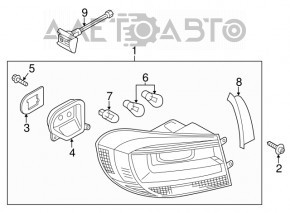 Light outer wing left VW Tiguan 12-17 rest