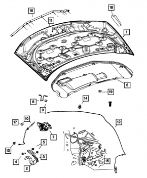 Bracket latch stick support hood Dodge Dart 13-16
