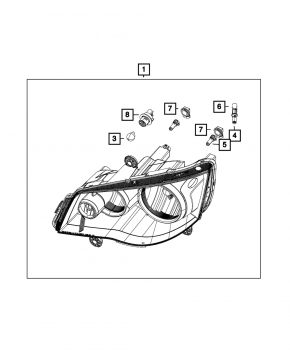 Headlight front right bare Dodge Grand Caravan 11-20 black