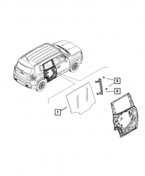 Glass door rear right Jeep Renegade 15-23