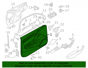 Door trim card front left Audi A3 8V 15-20 4d, 5d, black, leather, Bang and Olufsen