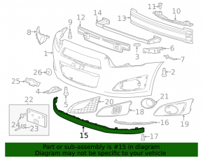 Chevrolet Sonic 12-20 front bumper lip black