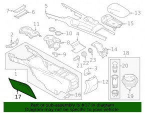 Center console trim side right Ford Mustang mk6 15- front, black