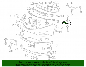 Front Bumper Fastener Left Wing Chevrolet Volt 11-15