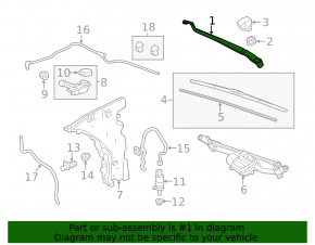 Right windshield wiper arm for Cadillac CTS 14-19