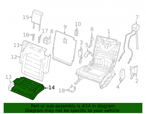 Rear seat cushion 3rd row left VW Atlas 20-21 black fabric