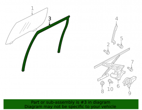 Rear right glass seal Mitsubishi Outlander Sport ASX 10-23