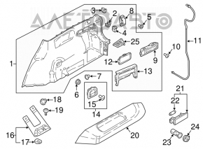 Right arch trim for VW Tiguan 18-24, black, under 2 rows, scratches