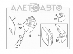 Right side mirror assembly for Acura RDX 13-NEW, 11 pins, turn signal, graphite