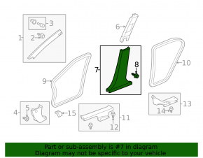 Black lower left center pillar trim for Honda Accord 13-17