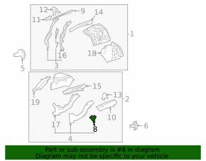 Left wing apron outer bracket for Toyota Prius 50 16-22
