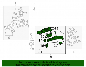 Side member right Toyota Prius 20 04-09 green
