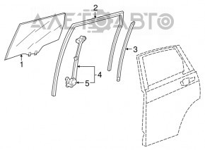 Rear right door glass guide Honda CRV 17-22