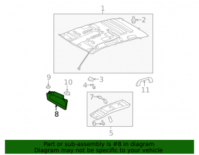 Right visor Toyota Sequoia 08-16 gray