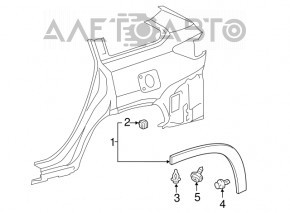 Rear right wing arch trim Toyota Highlander 14-19 rear, structure