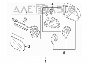 Right side mirror assembly for Honda Civic 4D 06-12, 3 pins, black