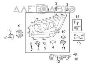 Headlight corrector right Lexus LS460 07-12