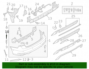 Left rear bumper inner mounting pin Audi A3 8V 17-20 S-line
