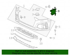 Right front bumper air duct for Audi A5 F5 20-25