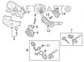 Steering column switch guitar assembly Kia Niro 17-19 HEV, PHEV under fog lights, scuffs