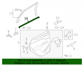 Inner rear left window seal for Lincoln MKC 15-19