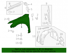 Front left fender Toyota Camry 25-26