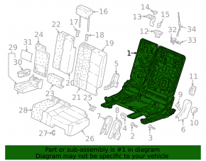 Rear seat runners, 2nd row, left, VW Tiguan 18-24, mechanical, frameless, with seat belt latches