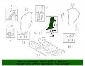 Center pillar trim lower right Lexus RX350 RX450h 10-12 gray, scratch