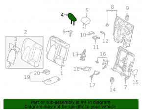 Headrest rear left 2nd row Toyota Highlander 20-25 leather black, XLE