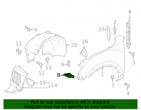 Front left wing bracket VW Touareg 11-17