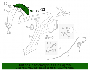 Rear mudguard right rear part Hyundai Elantra UD 11-16