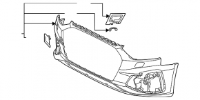 Bare front bumper for Audi A4 B9 20-25 with washers and Park Assist, S-line