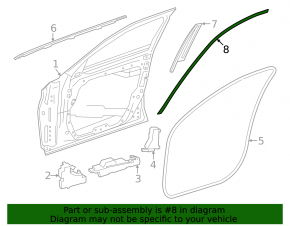 Upper front left door molding for Mercedes C-class W205 15-18, chrome, scratches