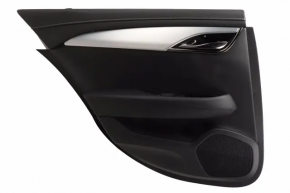 Door trim card rear left Cadillac ATS 13- black with black insert leather, armrest black leather, molding gray structure, scuffs, dents, nicks