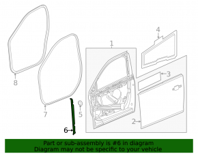 Seal wing door-wing left Chevrolet Malibu 13-15 on the door