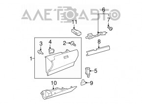 Button for opening the glove compartment, glove box Toyota Prius 20 04-09